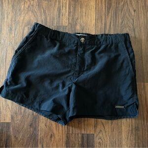 Parke & Ronen Black Flat Front Swim Trunks